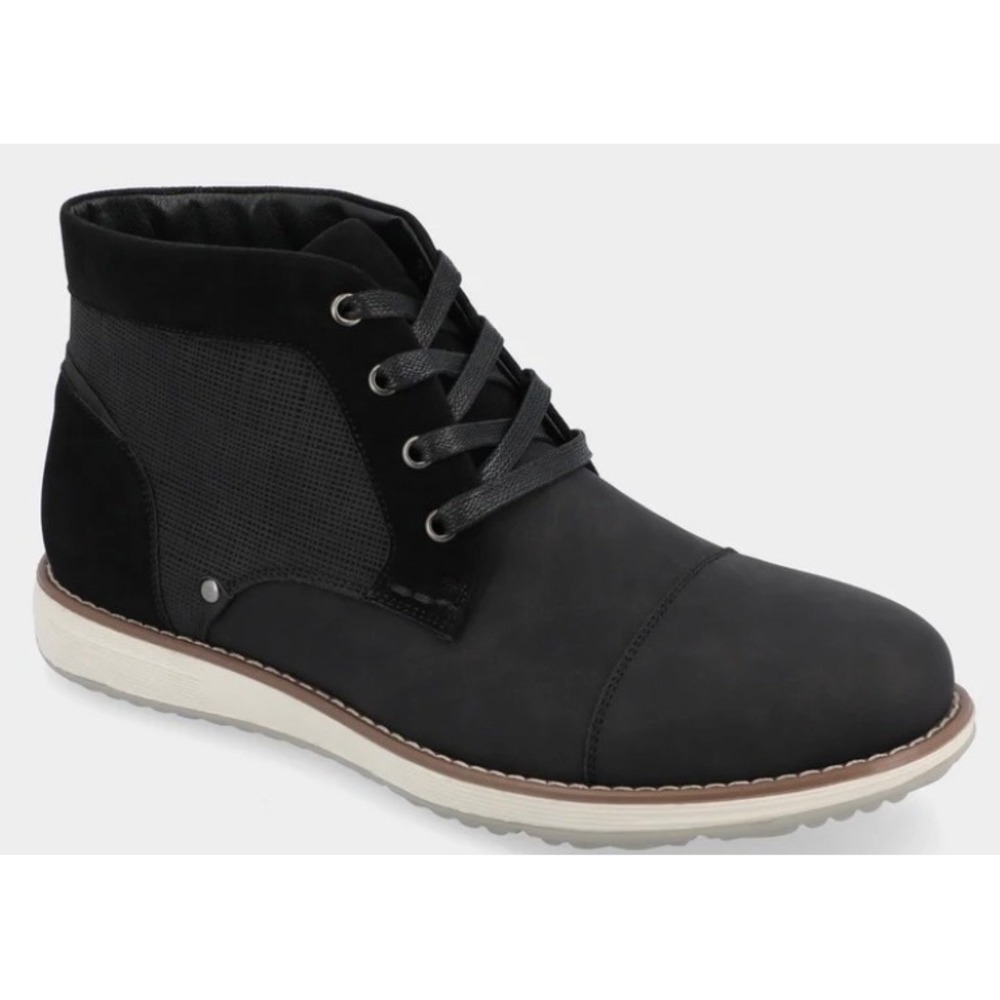 Vance Co Mens Black‎ Tru Comfort Foam Chukka Boots Cap Toe Lace Up Casual Shoes